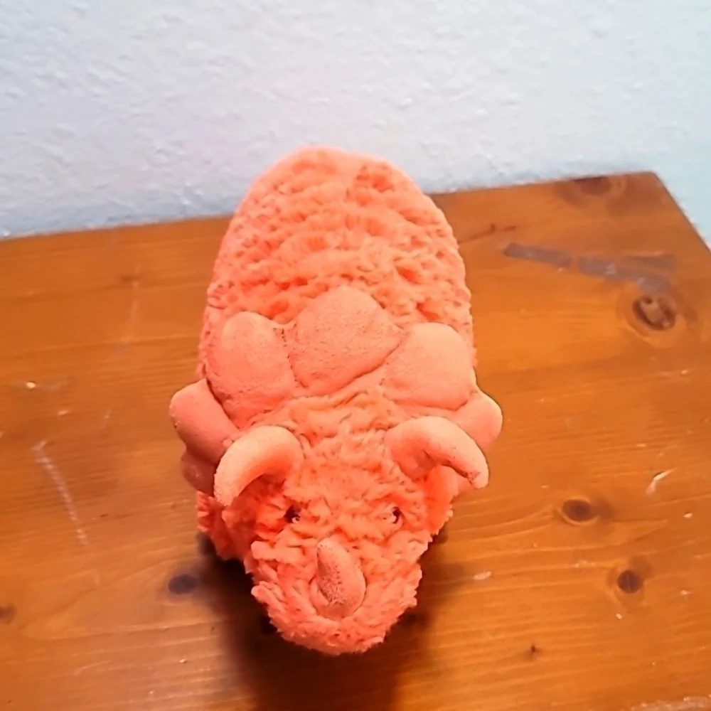 Unbranded Triceratops Dinosaur Plush Toy Unisex Orange Popcorn Fleece Shaggy 15